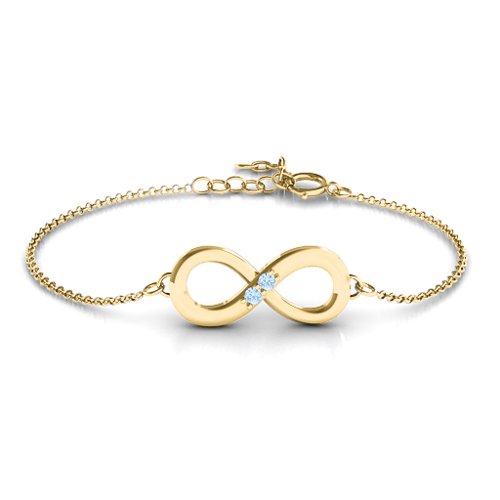 "Twosome" Infinity Bracelet – 18K Gold Plated Silver with Aquamarine
