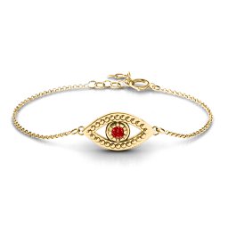 Evil Eye Bracelet in 18K Gold Plated Silver with Garnet