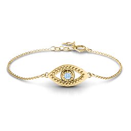 Evil Eye Bracelet in 18K Gold Plated Silver with Aquamarine