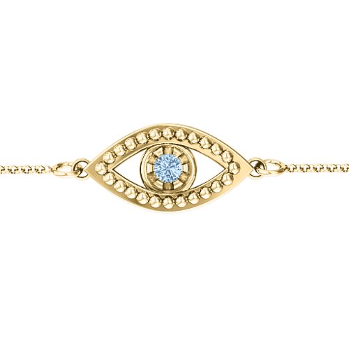 Evil Eye Bracelet – 18K Gold Plated Silver with Aquamarine