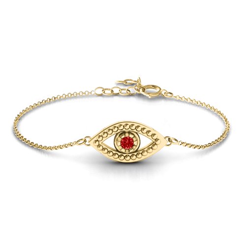 Evil Eye Bracelet – 18K Gold Plated Silver with Garnet