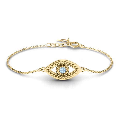 Evil Eye Bracelet – 18K Gold Plated Silver with Aquamarine