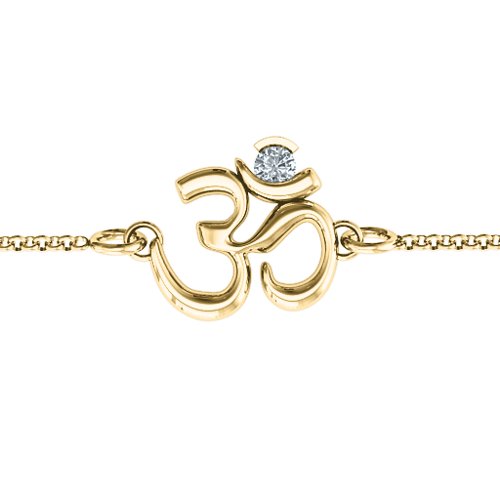 Om - Sound of Universe Bracelet with Round Stone – 18K Gold Plated Silver with Diamond