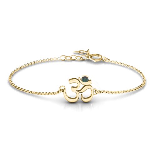Om - Sound of Universe Bracelet with Round Stone – 18K Gold Plated Silver with Alexandrite