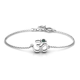 Om - Sound of Universe Bracelet with Round Stone in 925 Sterling Silver with Alexandrite
