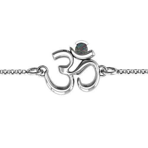Om - Sound of Universe Bracelet with Round Stone – Sterling Silver with Alexandrite