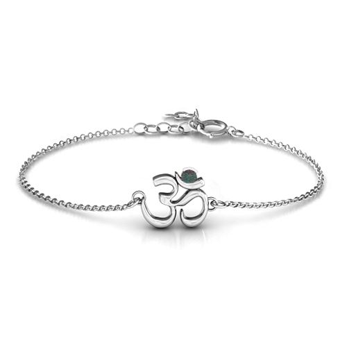 Om - Sound of Universe Bracelet with Round Stone – Sterling Silver with Alexandrite