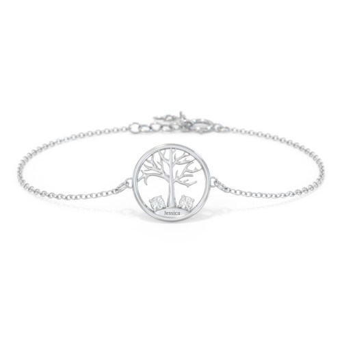 1 - 4 Stone Family Tree Bracelet – Sterling Silver with Aquamarine