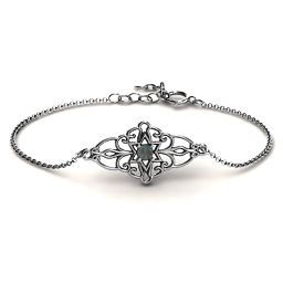 Vintage Star of David Bracelet in 925 Sterling Silver with Alexandrite