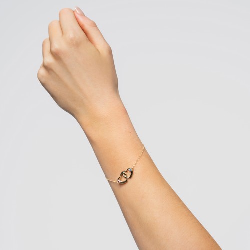 Interlocking Heart Promise Bracelet with Two Stones