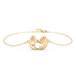 Pinky Swear Promise Bracelet in 18K Gold Plated Silver with Pink Tourmaline