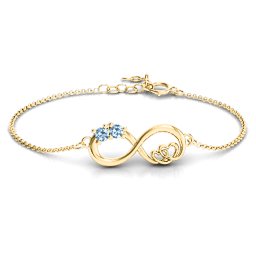 Double the Love Infinity Bracelet in 18K Gold Plated Silver with Aquamarine