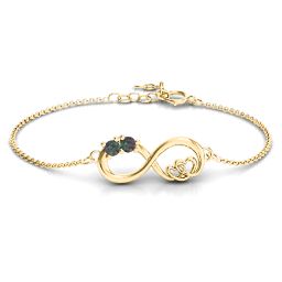 Double the Love Infinity Bracelet in 18K Gold Plated Silver with Alexandrite