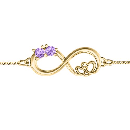 Double the Love Infinity Bracelet – 18K Gold Plated Silver with Amethyst
