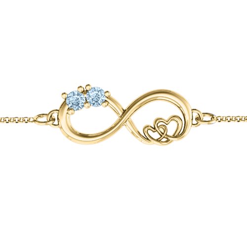 Double the Love Infinity Bracelet – 18K Gold Plated Silver with Aquamarine