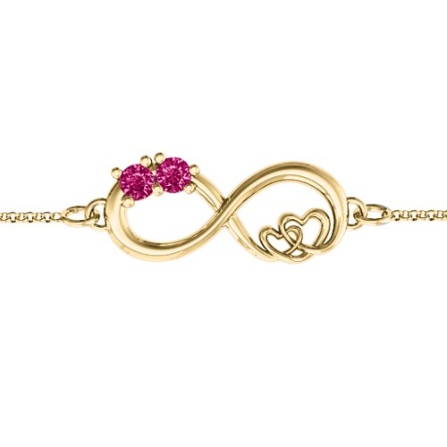 Double the Love Infinity Bracelet – 18K Gold Plated Silver with Ruby