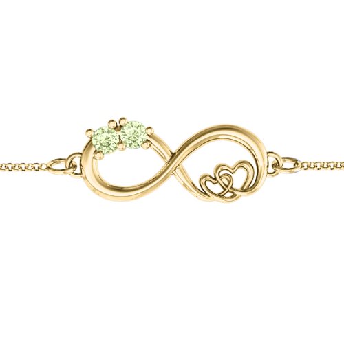 Double the Love Infinity Bracelet – 18K Gold Plated Silver with Peridot