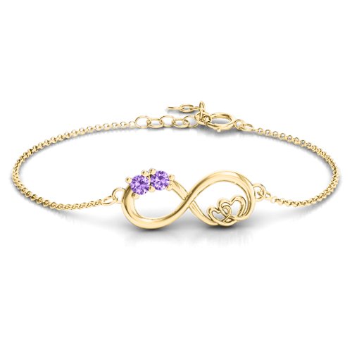 Double the Love Infinity Bracelet – 18K Gold Plated Silver with Amethyst