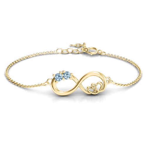 Double the Love Infinity Bracelet – 18K Gold Plated Silver with Aquamarine