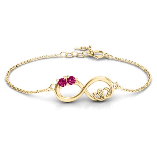 Double the Love Infinity Bracelet – 18K Gold Plated Silver with Ruby