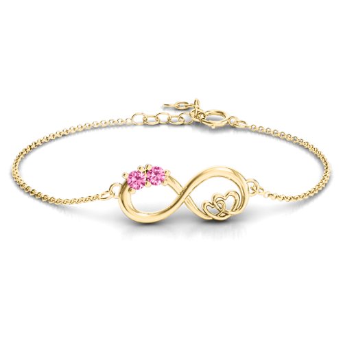 Double the Love Infinity Bracelet – 18K Gold Plated Silver with Pink Tourmaline