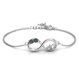 Double the Love Infinity Bracelet in 925 Sterling Silver with Alexandrite