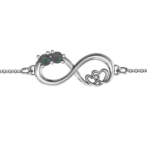 Double the Love Infinity Bracelet – Sterling Silver with Alexandrite