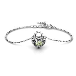 True Love's Lock Caged Bracelet in 925 Sterling Silver with Peridot