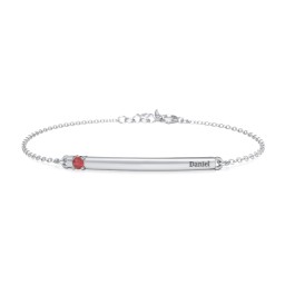 Engraveable Bar Bracelet with 1-5 Stones in 925 Sterling Silver
