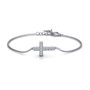 Sterling Silver Shimmering Cross Bracelet With Cubic Zirconia Accent Stones