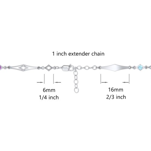 Engravable Modern Family Bracelet with Round Birthstones (1-5 Stones)