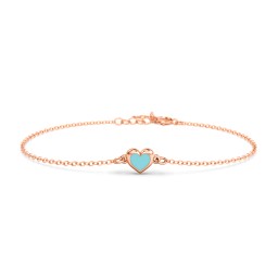Heart Bracelet with Cold Enamel in 10K Solid Rose Gold
