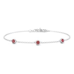 Bezel-Set Round Stone Station Bracelet in 925 Sterling Silver