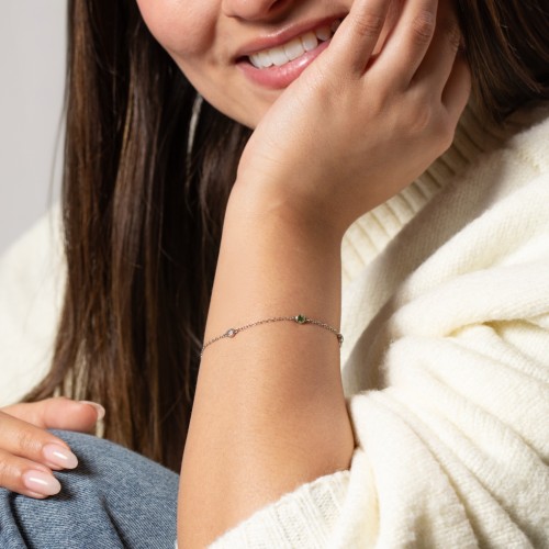 Bezel-Set Round Stone Station Bracelet