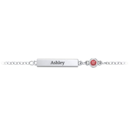 Engravable Bar Bracelet with Bezel Set Stone