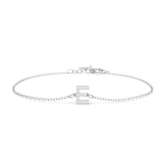 Pavé Initial Bracelet - E – 18K Gold Plated Silver with White Premium Zirconia