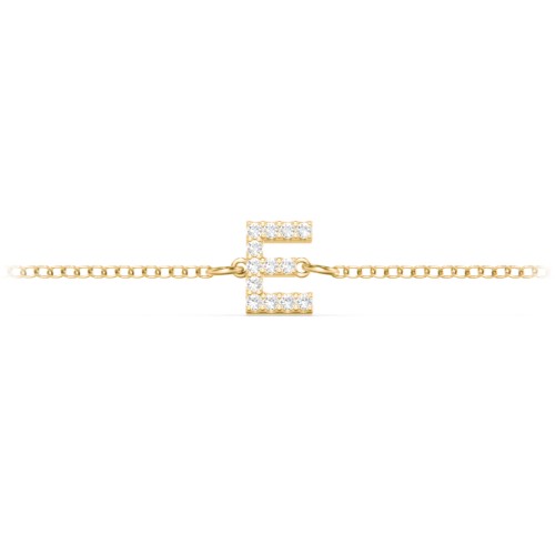 Pavé Initial Bracelet - E – 18K Gold Plated Silver with White Premium Zirconia