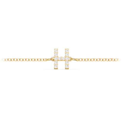 Pavé Initial Bracelet - H – 18K Gold Plated Silver with White Premium Zirconia