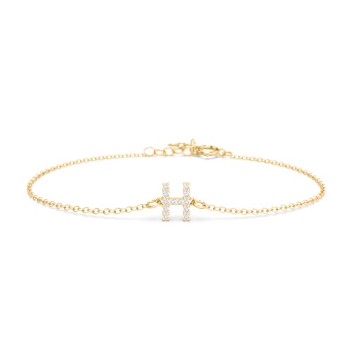 Pavé Initial Bracelet - H – 18K Gold Plated Silver with White Premium Zirconia