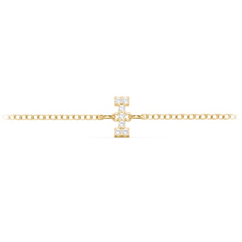 Pavé Initial Bracelet - I – 18K Gold Plated Silver with White Premium Zirconia