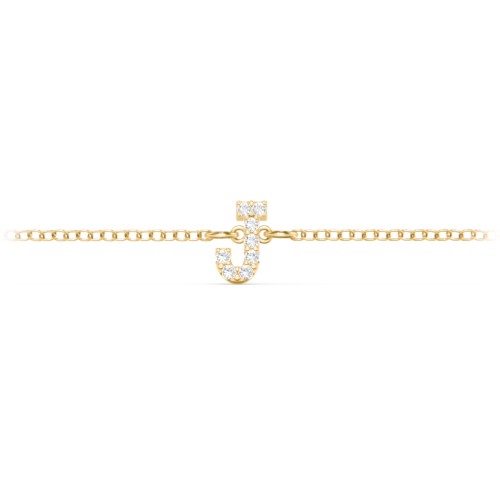 Pavé Initial Bracelet - J – 18K Gold Plated Silver with White Premium Zirconia