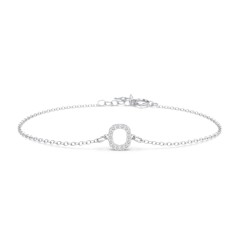 Pavé Initial Bracelet - O – 18K Gold Plated Silver with White Premium Zirconia