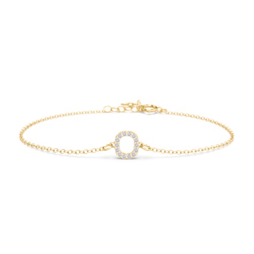 Pavé Initial Bracelet - O – 18K Gold Plated Silver with White Premium Zirconia