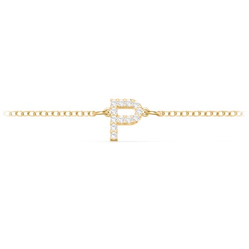 Pavé Initial Bracelet - P – 18K Gold Plated Silver with White Premium Zirconia