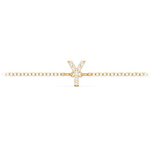 Pavé Initial Bracelet - Y – 18K Gold Plated Silver with White Premium Zirconia