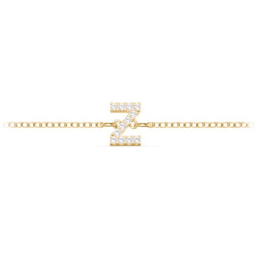 Pavé Initial Bracelet - Z – 18K Gold Plated Silver with White Premium Zirconia