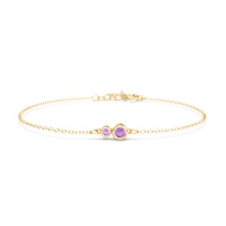 Generations 2-Stone Bezel Set Mother's Bracelet in 18K Gold Plated Silver with Amethyst