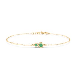 Generations 2-Stone Bezel Set Mother's Bracelet in 18K Gold Plated Silver with Emerald
