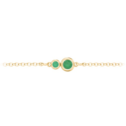 Generations 2-Stone Bezel Set Mother's Bracelet – 18K Gold Plated Silver with Emerald