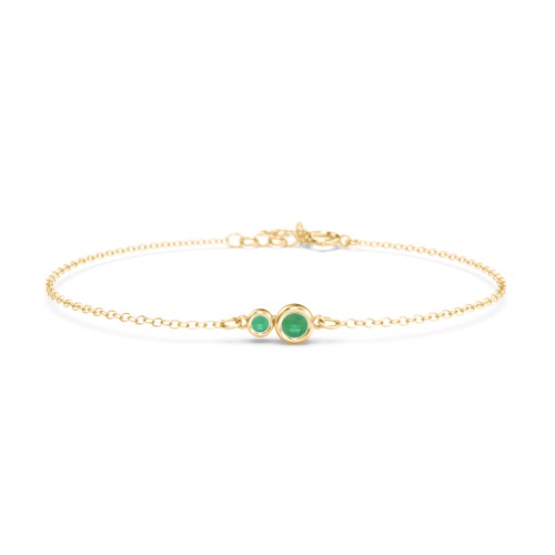 Generations 2-Stone Bezel Set Mother's Bracelet – 18K Gold Plated Silver with Emerald